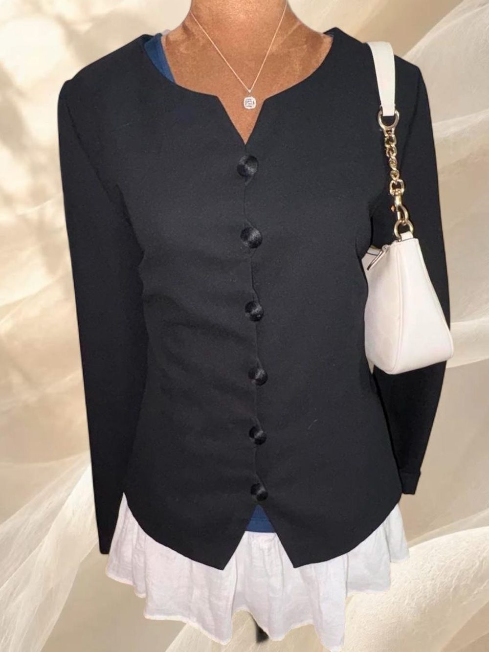 Liz Claiborne Vintage Black Collarless Blazer Jacket 14